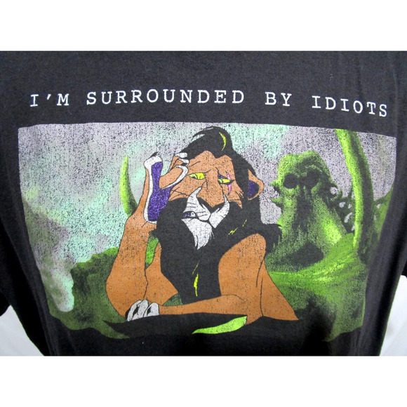 Disney Lion King Scar I'm Surrounded by Idiots Black T-Shirt Men 2XL - Picture 3 of 7